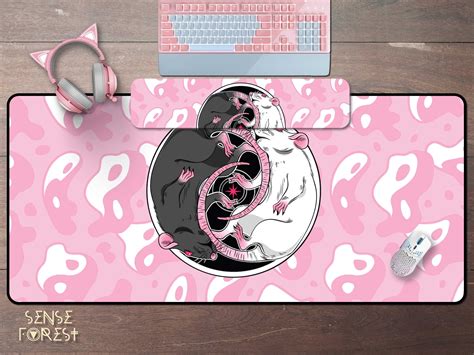 Sewn Edges Pink Gamer Mousepad Cute Pastel Goth Yin Yang Etsy In 2022 Pink Games Mouse Pad