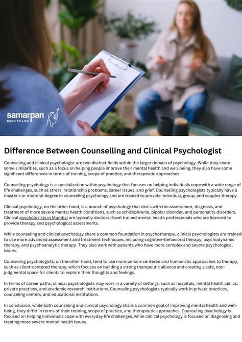 Difference Between Counselling And Clinical Psychologist By Samarpan