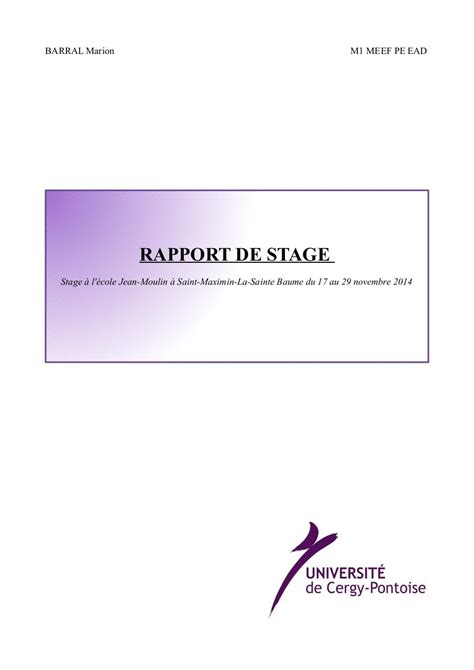 Conclusion Dun Rapport De Stage En école Maternelle