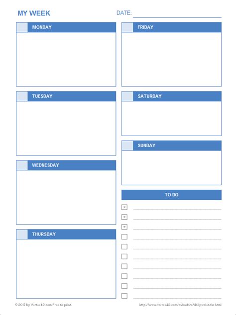 Printable Calendar Schedule Template Template
