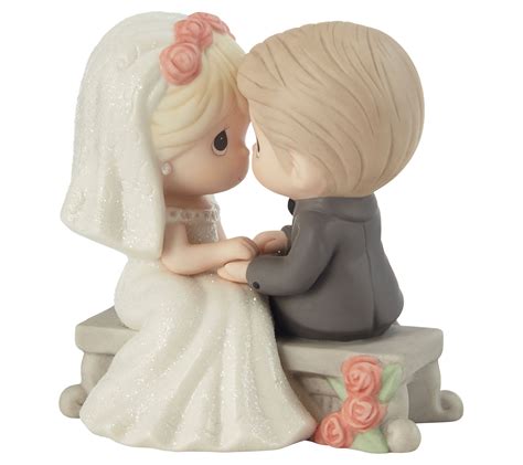 Precious Moments Bride And Groom Sitting On Bench Figurine
