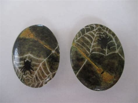Antique Rare 2 Porcelain Button Spider Web And Broom Set Superior Quality