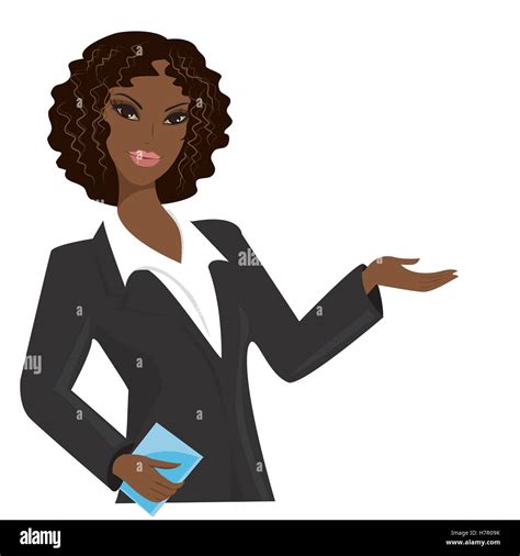 African American Business Woman Cartoon Vector Illustration Stock