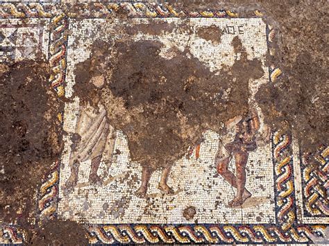 Rare Greek Inscription And Colorful 1800 Year Old Mosaic Uncovered At