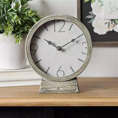 Distressed Gray Metal Tabletop Clock Kirklands Home