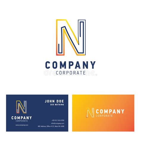 N Company Logo Design With Visiting Card Vector Stock Vector
