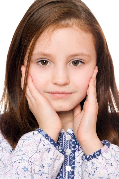 Closeup Portrait Of Pretty Little Girl Isolated Stock Photo Image Of