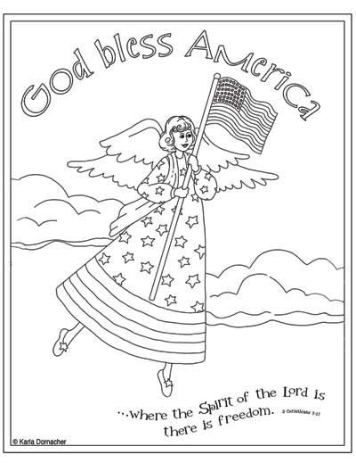 God Bless America Coloring Sheet With Verse Free Holidays And Sunday