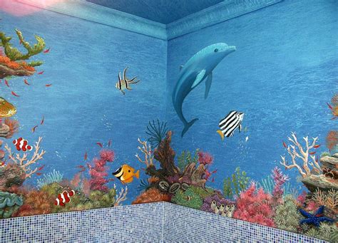 dolphin underwater  artur sula mural art underwater