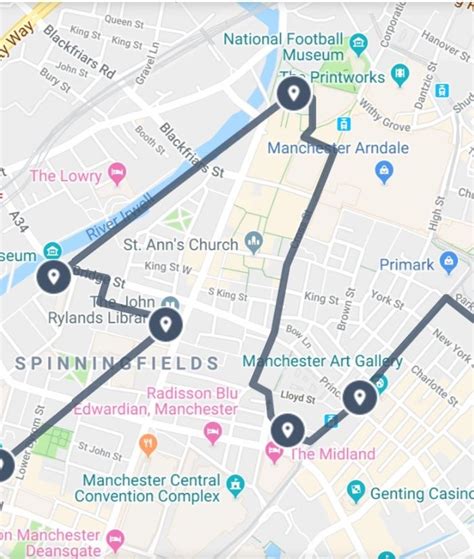 Manchester Attractions Map Free Pdf Tourist City Tours Map Manchester