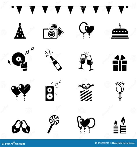 Party Icons And Celebration Icons Stock Vector Illustration Of Black