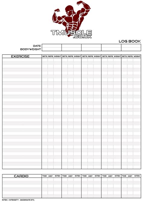 It tracks your fitness and gives you stats on your workouts. Bodybuilding Log Book Templates - Free Download - TMuscle