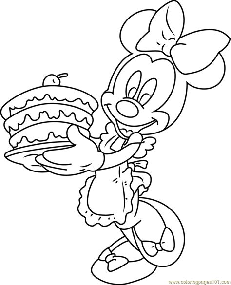 Printable minnie mouse coloring pages for kids cool2bkids. Minnie Mouse with Birthday Cake Coloring Page - Free ...