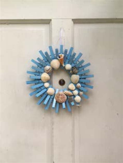 Beach Theme Small Clothespin Wreath With Real Seashells From Etsy