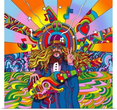 Howie Green Poster Print Wall Art Print Entitled Hippie Musician