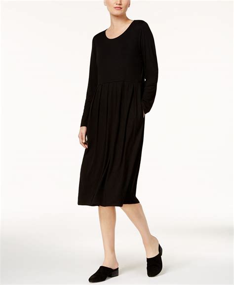 Eileen Fisher Stretch Jersey Pleated Dress Macys