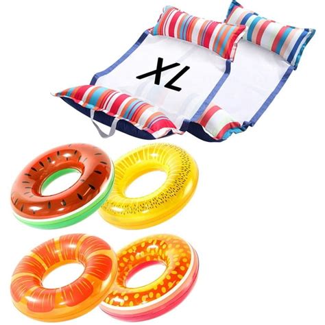 Htaiguo Inflatable Pool Floats 4 Pack Fruit Swim Tubes Rings And 2pack