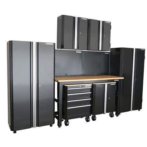 Create a workstation, a gardening center or garage metal cabinets. Husky 98 in. H x 145 in. W x 24 in. D Steel Garage Cabinet ...