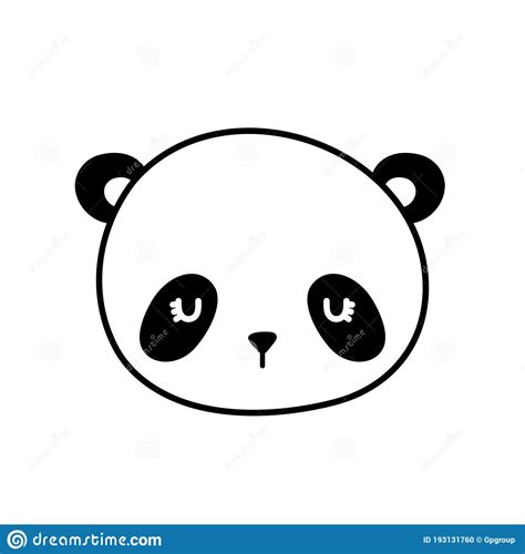 Cute Panda Bear Face Cartoon Line Style Icon Vector Design Stock Vector