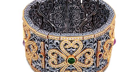 Wide Bracelet With Semi Precious Gemstones And Zircon B Dimitrios