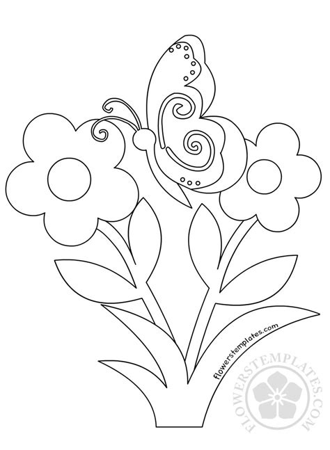 Butterfly and flower coloring pages. Butterfly and Flowers coloring page | Flowers Templates