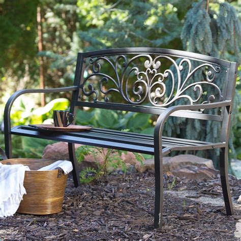 Wooden garden bench slat 3 seat with cast iron legs wood furniture classical. Curved Metal Garden Bench, Heart Pattern, Black Antique ...
