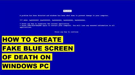 How To Create Prank Blue Screen Of Death On Windows Pc Windows 11 10