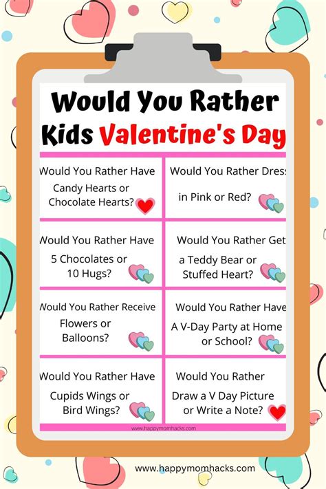 48 Valentines Day Would You Rather Free Questions For Kids Happy Mom