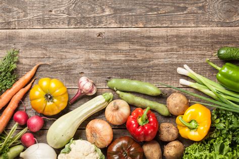 Assorted Organic Fresh Vegetables On Wooden Table Stock Photo By Ff Photo