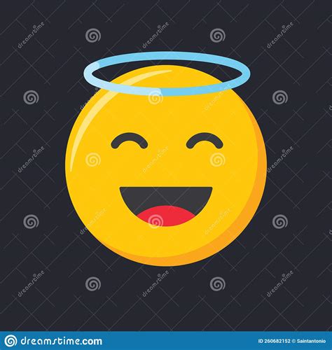 Angel Emoticon Isolated On White Background Cartoon Vector