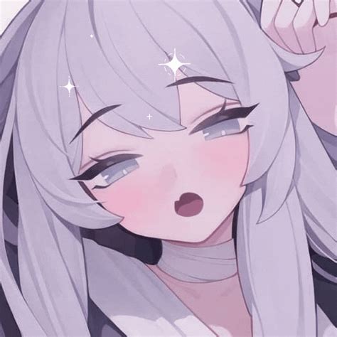 an anime girl with long white hair and stars on her forehead is looking at the camera
