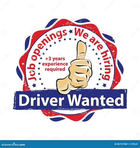 Driver Wanted Job Openings Stock Vector Illustration Of Skills