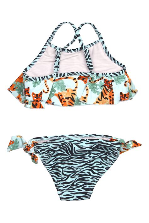 Jungle Tiger Flounce Bikini Set Mint Floatimini