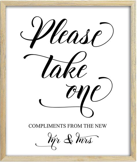 Please Take One Sign Wedding Favors Sign Party Print Compliments