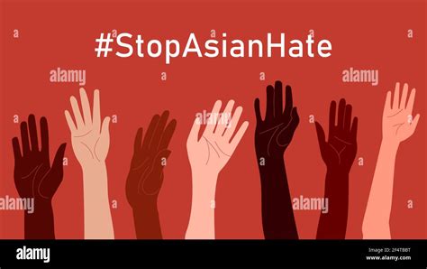 Stop Asian Hate Hashtag Stopasianhate Horizontal Poster With People