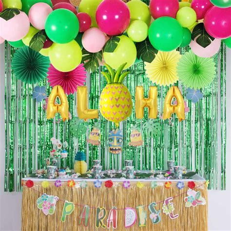 Aloha Hawaiian Theme Party Decorations Hanging Garland Paper Fans