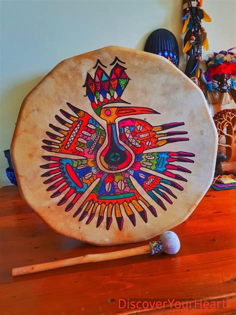 Shamanic Drum Andean Eagle Design 17 Inch 43cm Goat Etsy