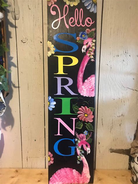 Hello Spring or summer flamingo floral porch sign | Etsy in 2020 ...