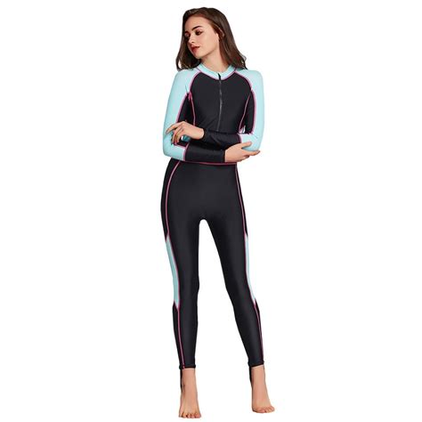 Women Wetsuit Uv Protection Long Sleeve One Piece Quick Drying Swimsuit