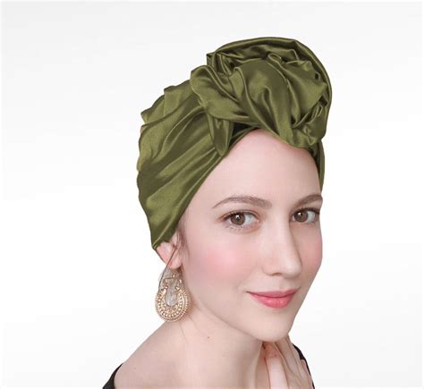 Olive Satin Headwrap Luxury Head Wrap Women Satin Head Etsy