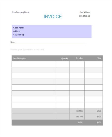 deposit invoice templates  word  format