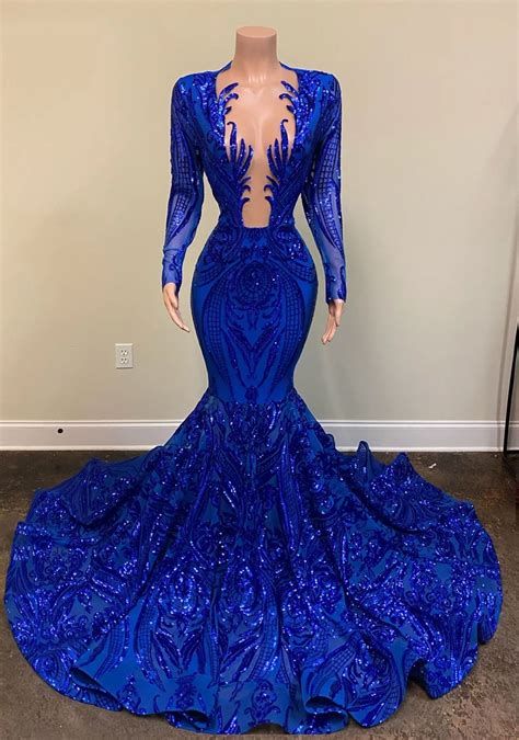 Royal Blue Prom Dresses 2021 Prom Dress Lace Prom Dresses Deep V Neck Prom Dresses Custom