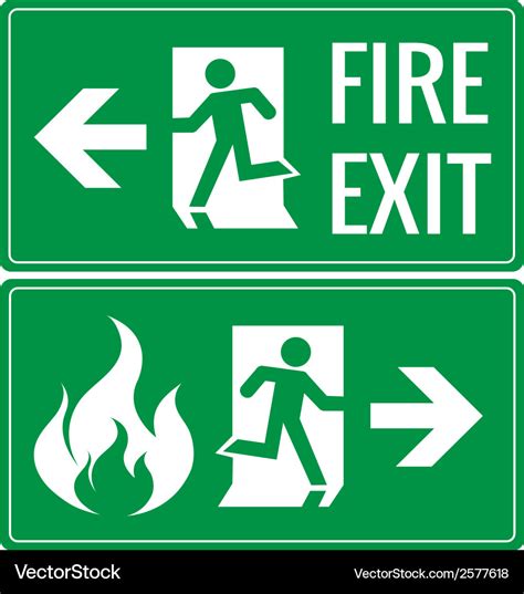 Emergency Fire Exit Door Signs Royalty Free Vector Image