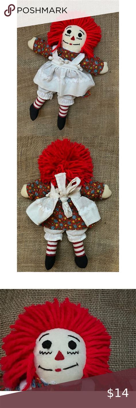 Vintage Raggedy Ann Doll Classic With Floral Dress And Stockings Eyes 12 Red Floral Floral
