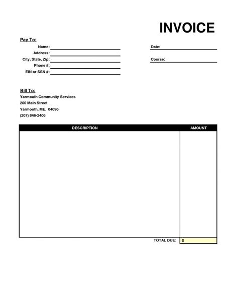 Free Printable Simple Invoice Template