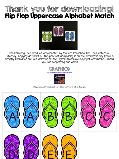 Flip Flop Uppercase Alphabet Match Pdf