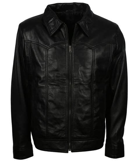 Fashion Mens Black Genuine Leather Jacket Us Leather Mart