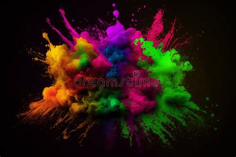 Multicolored Explosion Of Rainbow Holi Powder Paint Stock Image Image