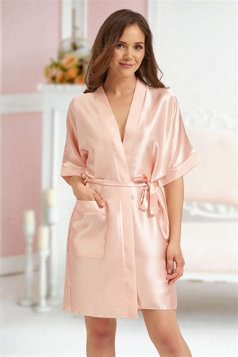 Dressing Gowns 2106 Soft Satin Dressing Gown Nude S 7xl