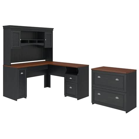 Bush Furniture Fairview L Shaped Desk With Hutch And Lateral File